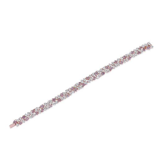 Bracciale con diamanti fantasia rosa e bianchi da 10,67 ct