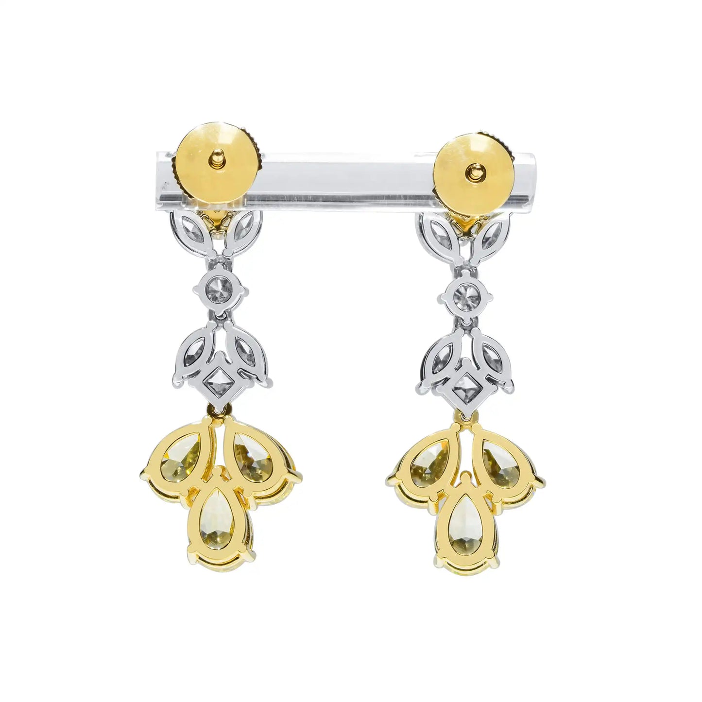 10.97ct Light Pink And White Diamond Dangle Earring