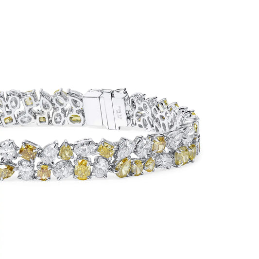 Bracciale con diamanti fantasia gialli e bianchi da 14,65 ct