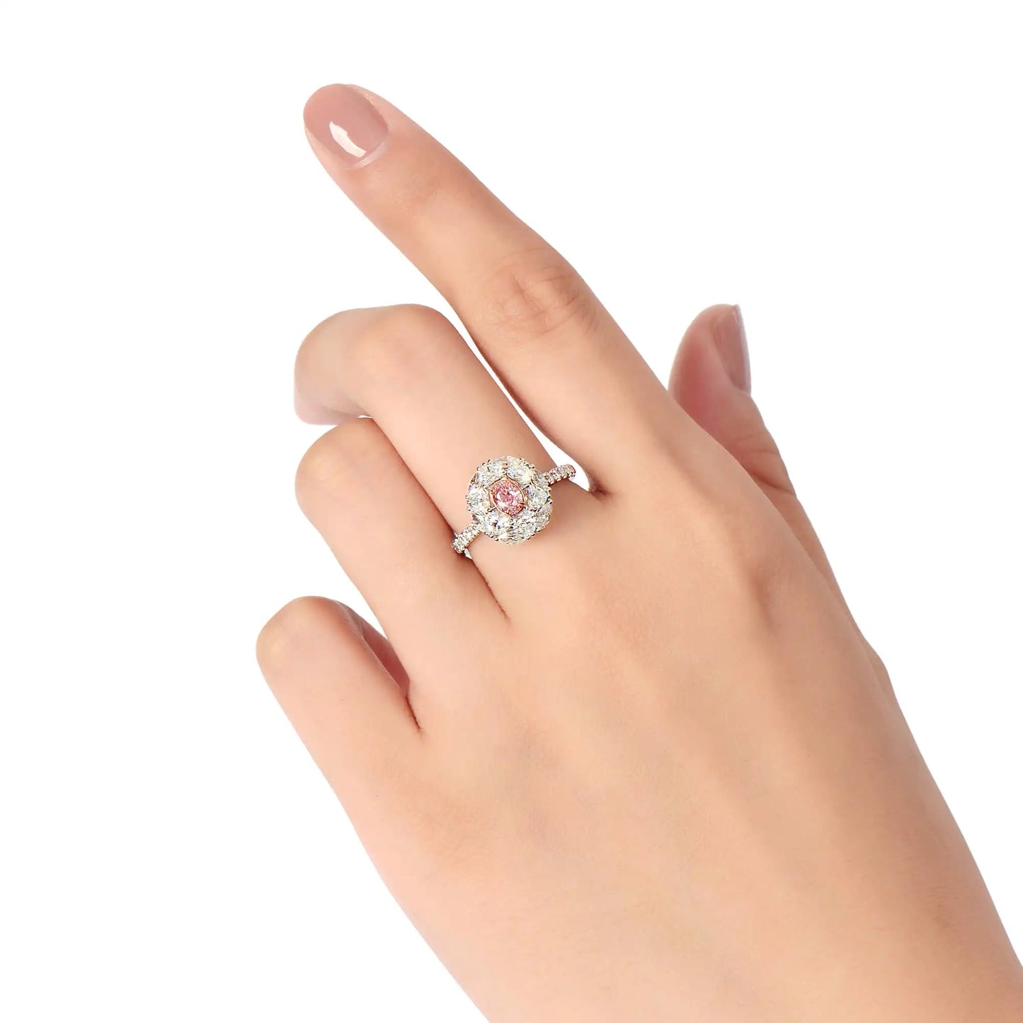 2.04ct Oval Cut Fancy-Light Pink Diamond Ring