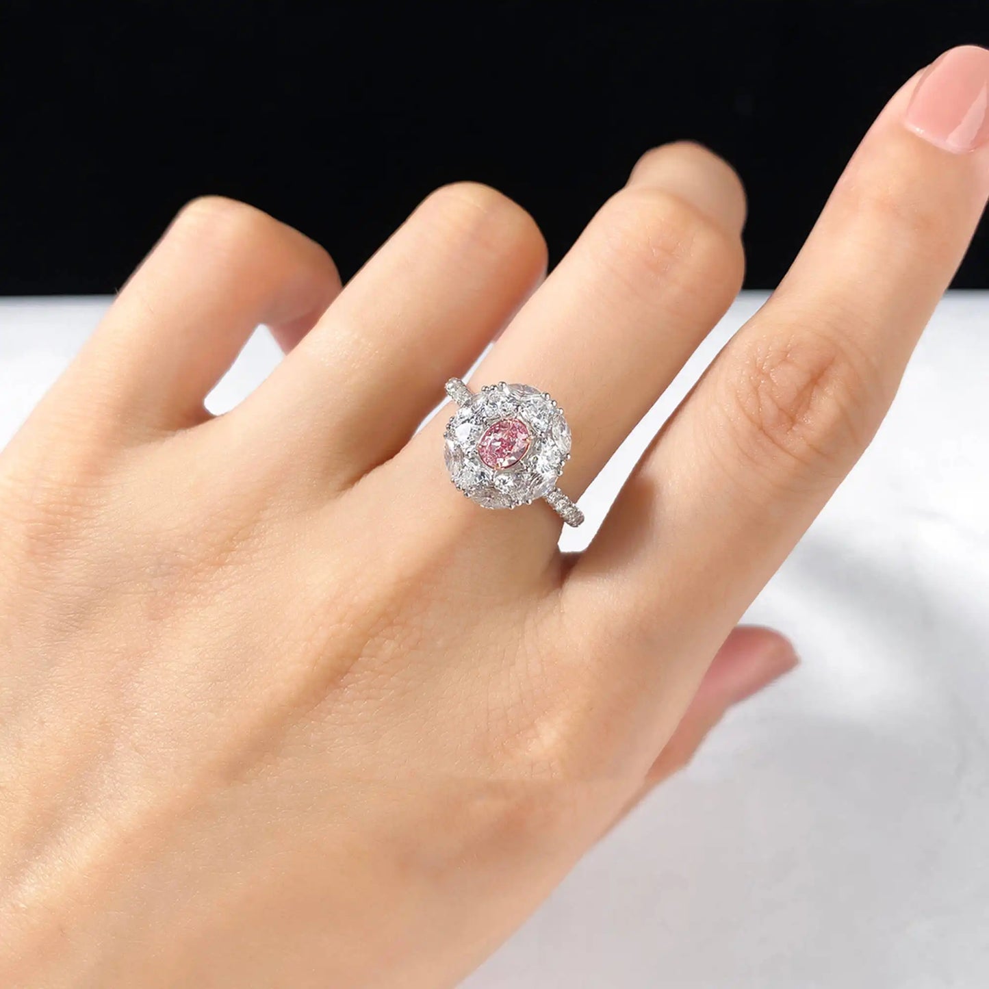 2.04ct Oval Cut Fancy-Light Pink Diamond Ring