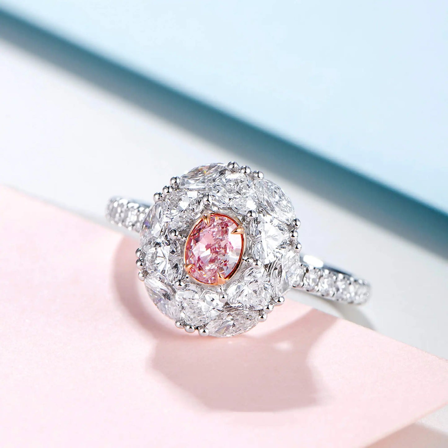 2.04ct Oval Cut Fancy-Light Pink Diamond Ring