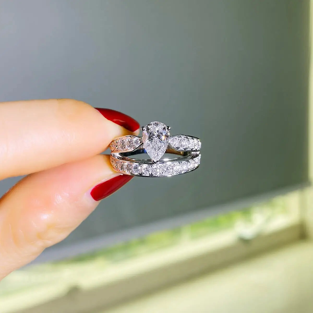 2.13ct Pear Cut White Diamond Ring