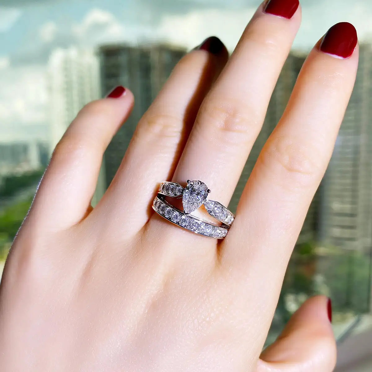 2.13ct Pear Cut White Diamond Ring