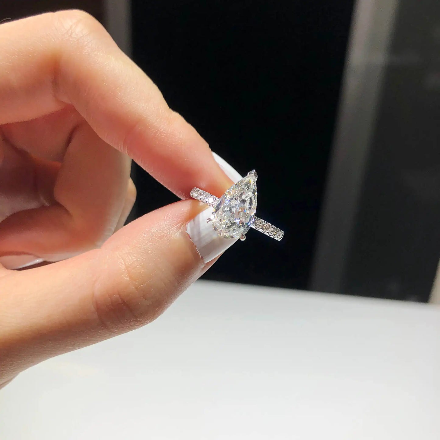 2.28ct Pear Cut White Diamond Ring