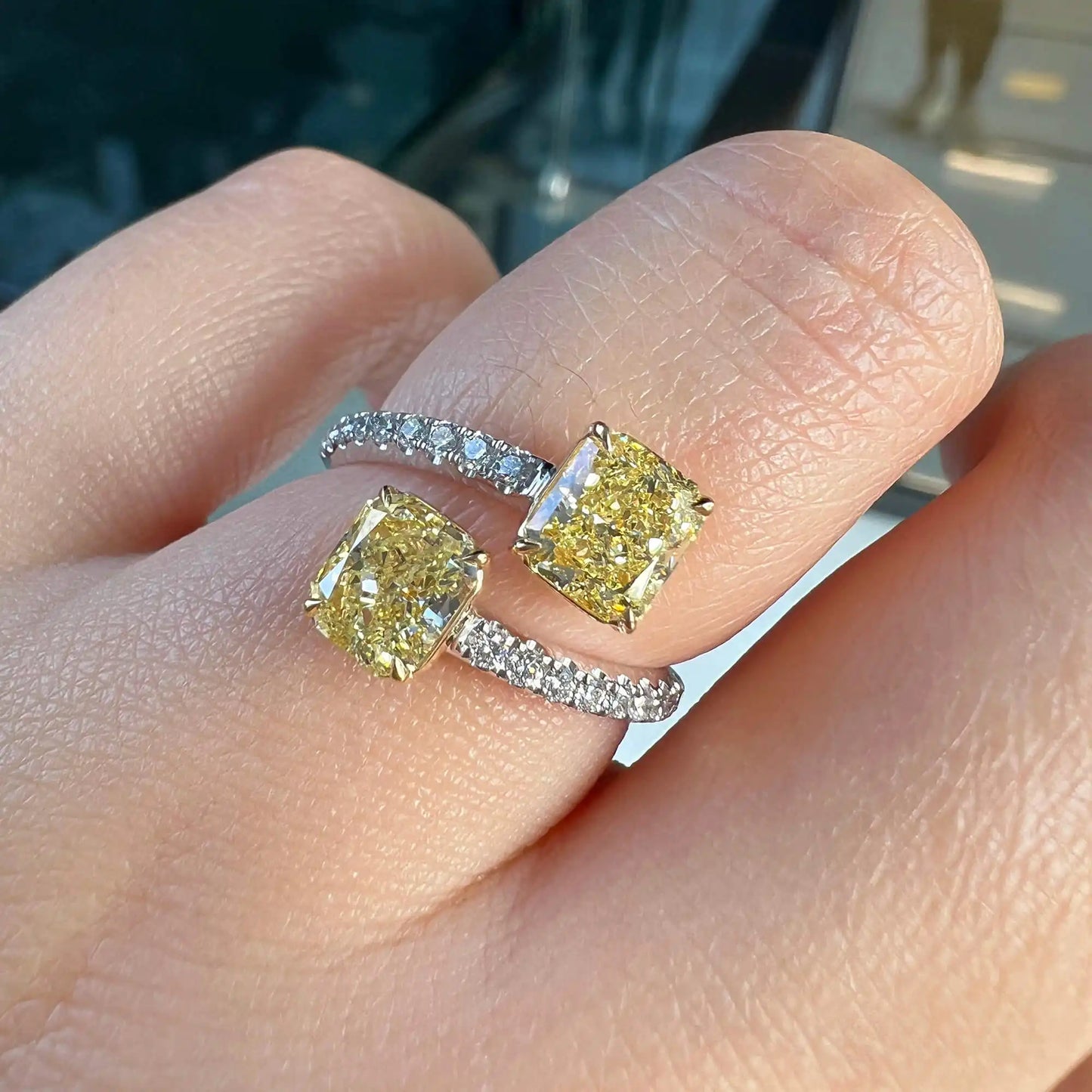 2.28 Radiant Cut Fancy-Colored Light-Yellow Diamond Ring