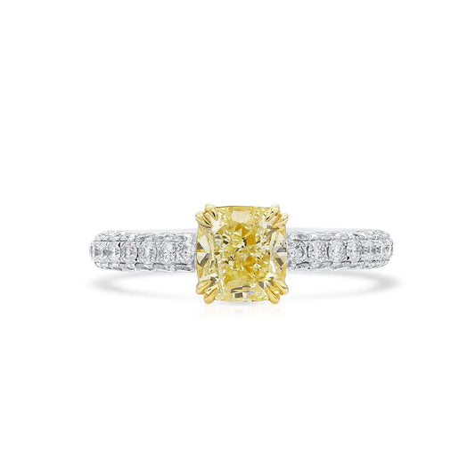 2.29ct Cushion Cut Fancy yellow Diamond Ring