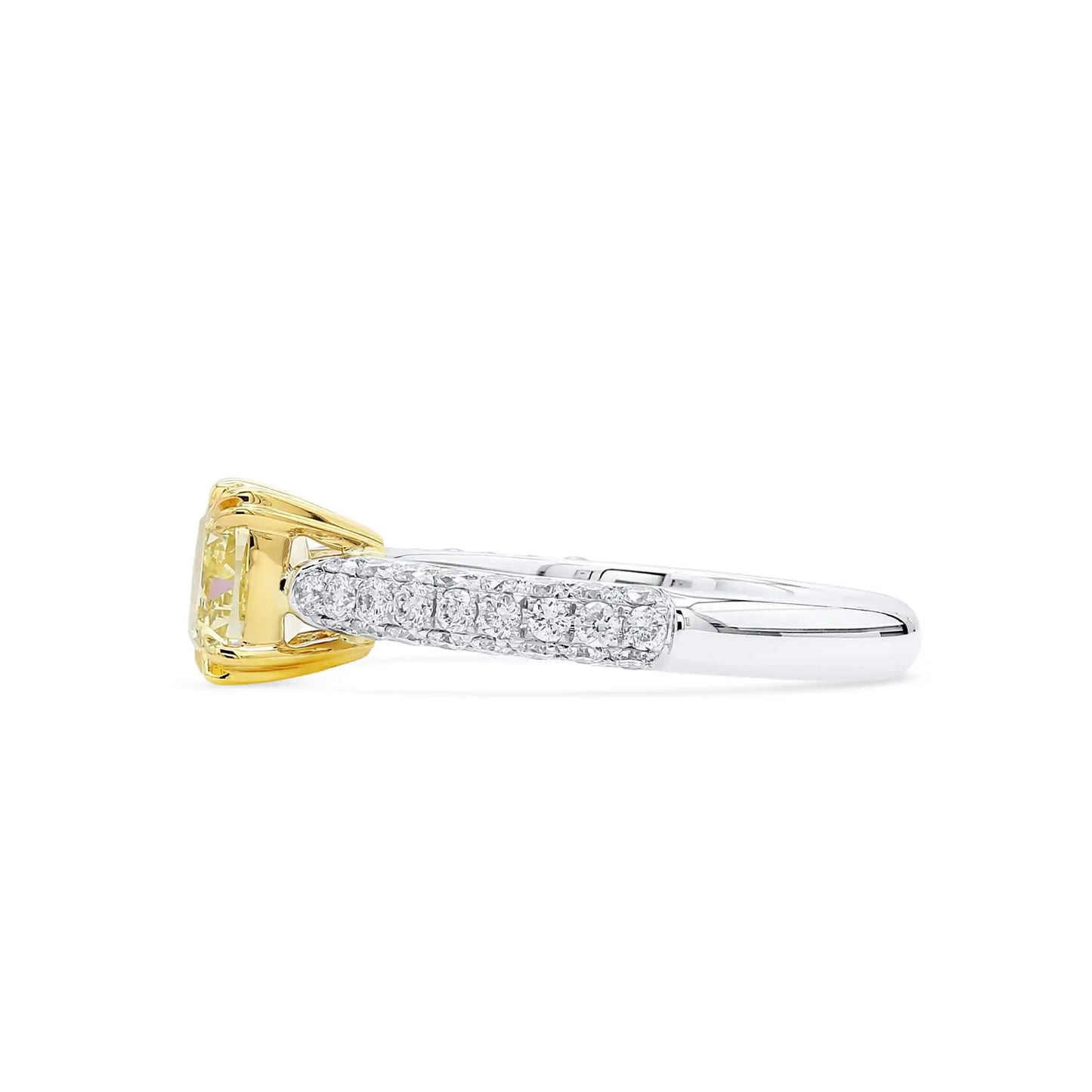 2.29ct Cushion Cut Fancy yellow Diamond Ring
