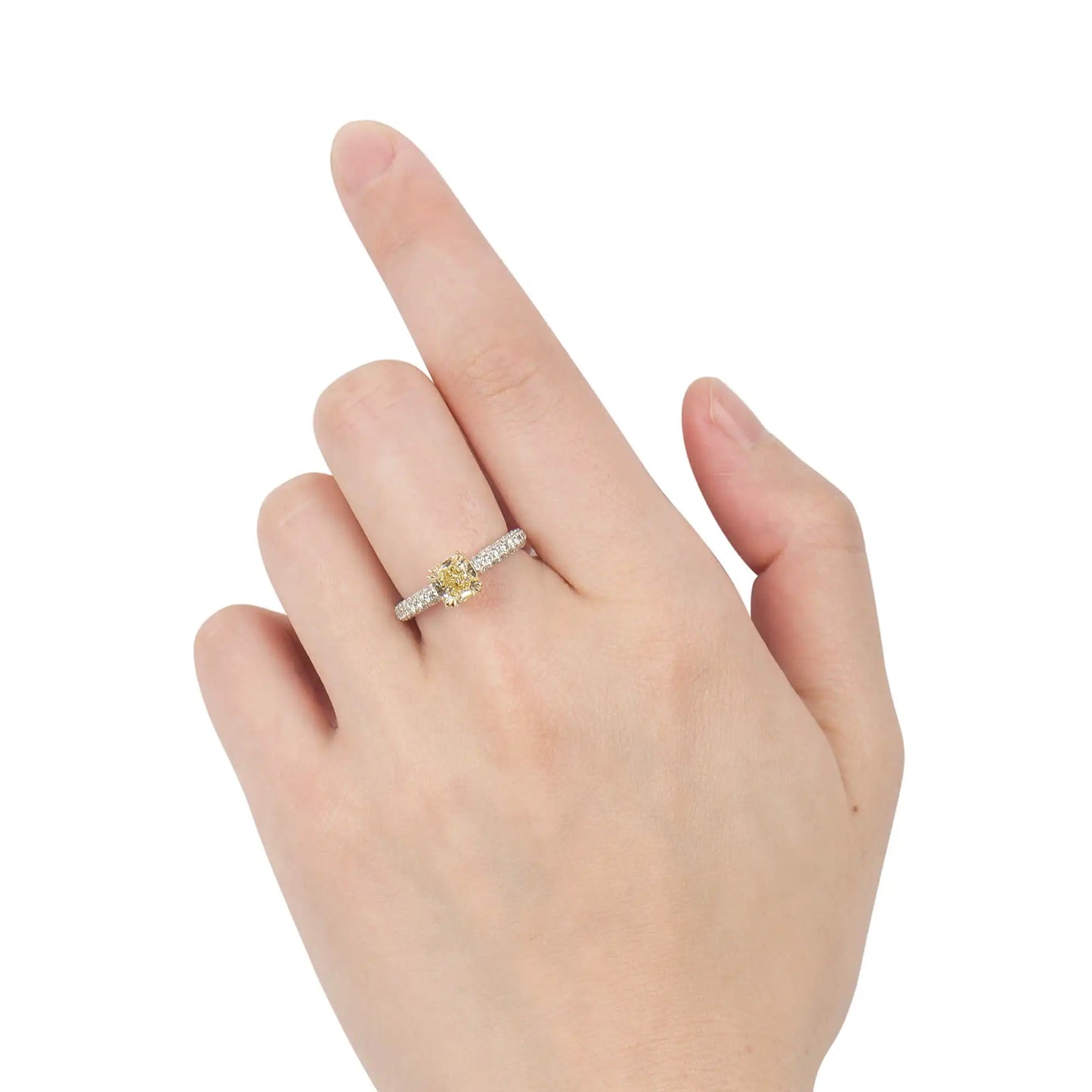 2.29ct Cushion Cut Fancy yellow Diamond Ring