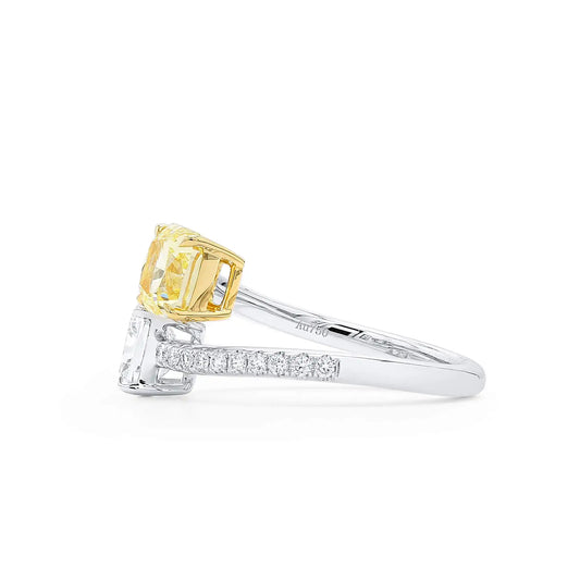 2.30ct Cushion Cut Fancy Yellow Diamond Ring