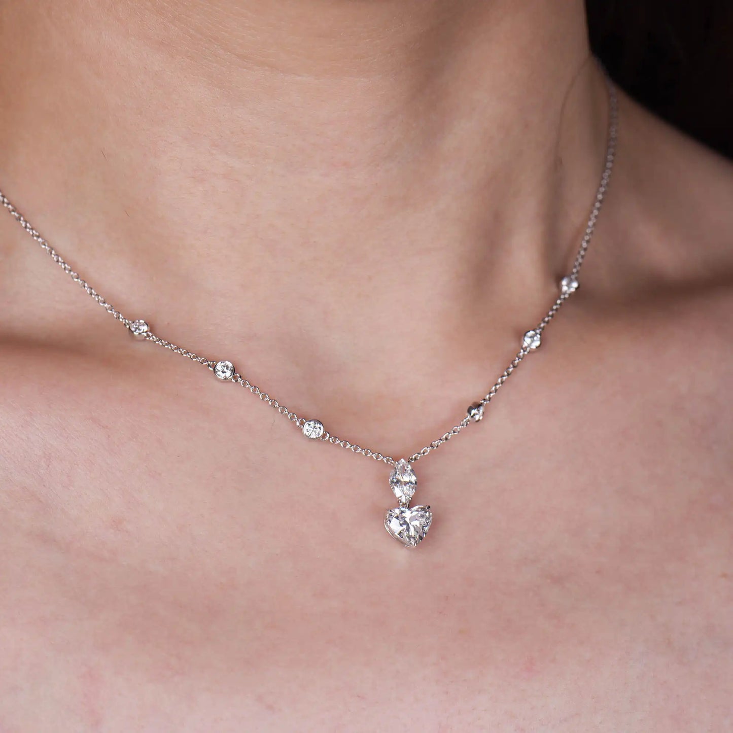 2.52ct White Heart Shape Diamond Necklace