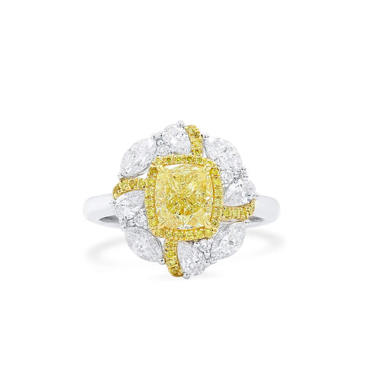 2.56ct Cushion Cut Fancy Yellow Diamond Ring