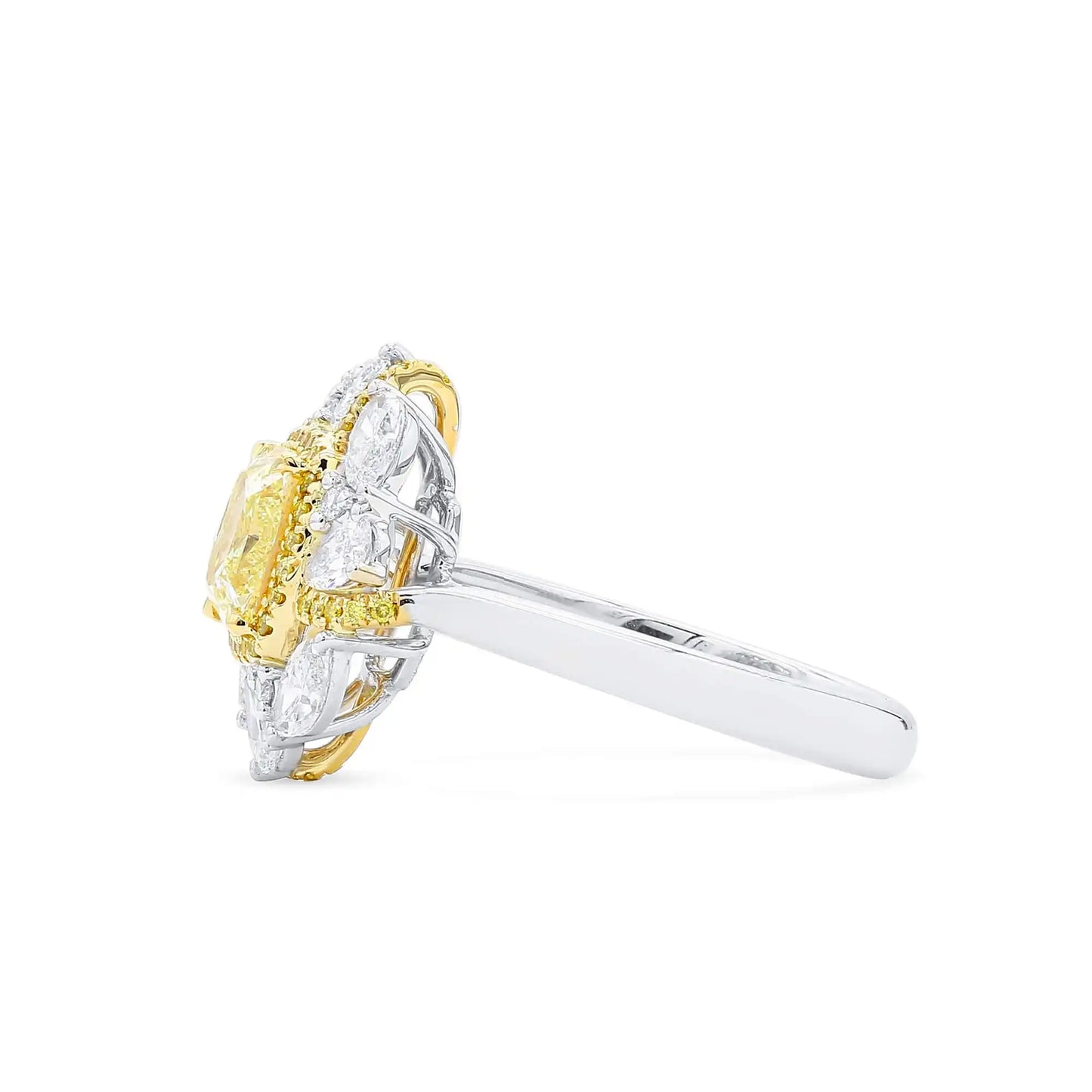 2.56ct Cushion Cut Fancy Yellow Diamond Ring