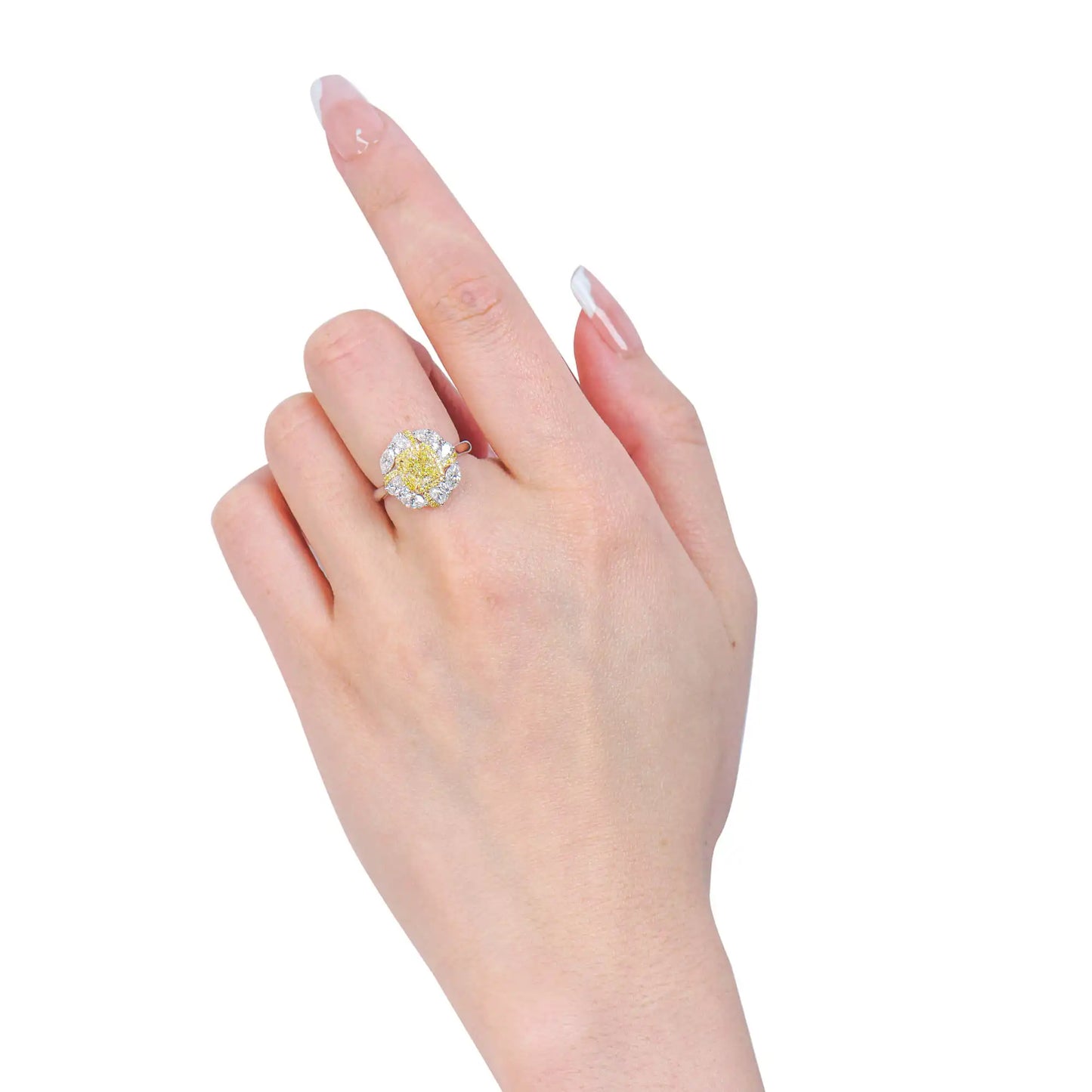 2.56ct Cushion Cut Fancy Yellow Diamond Ring