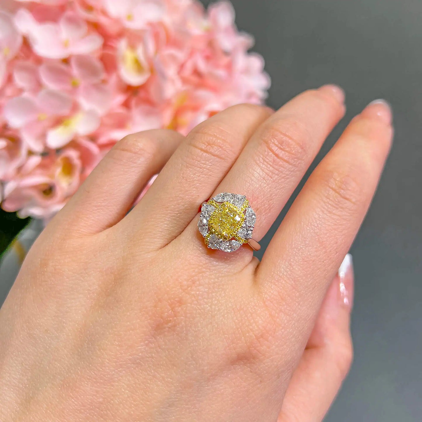2.56ct Cushion Cut Fancy Yellow Diamond Ring