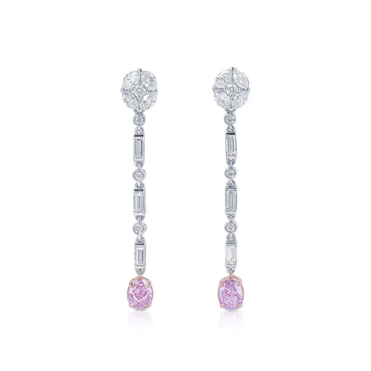 2.58ct Light Pink And White Diamond Dangle Earring