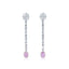Orecchino pendente con diamanti rosa chiaro e bianchi da 2,58 ct