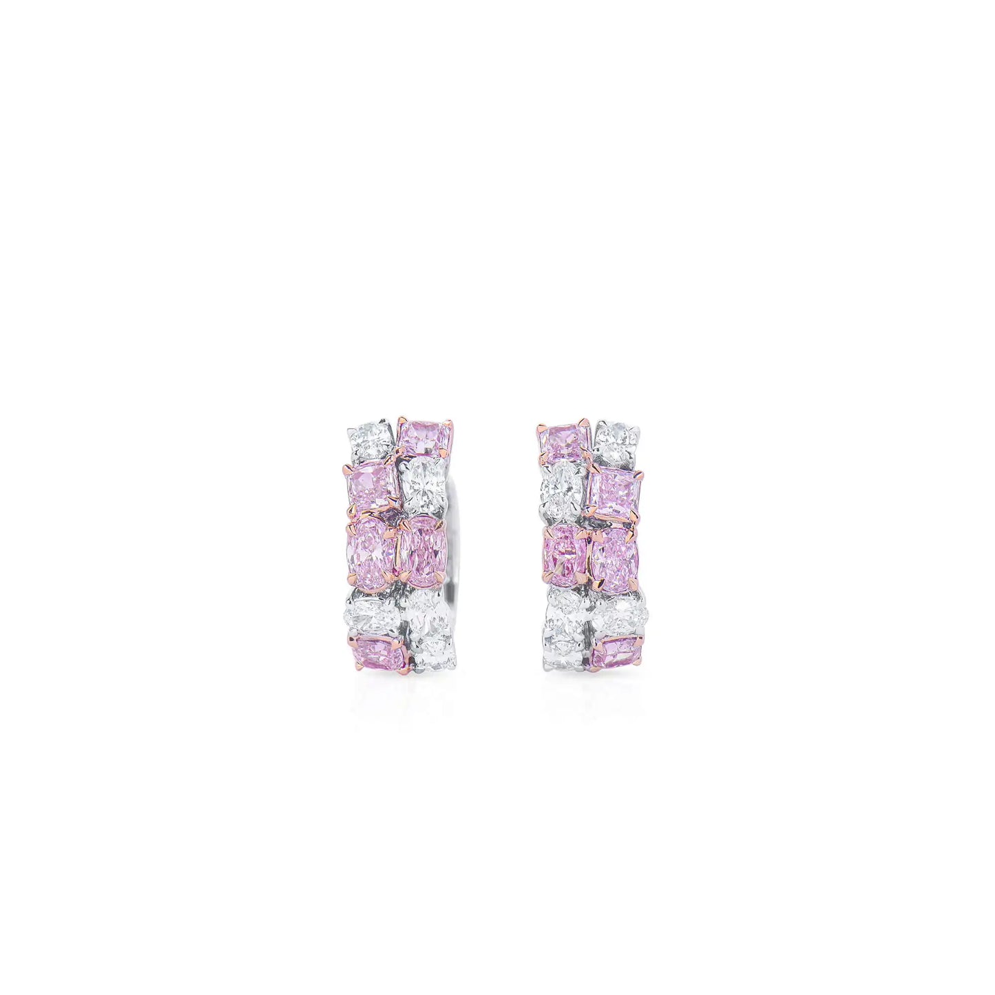 2.64CT Fancy Pink Mix Shape Diamond Earrings