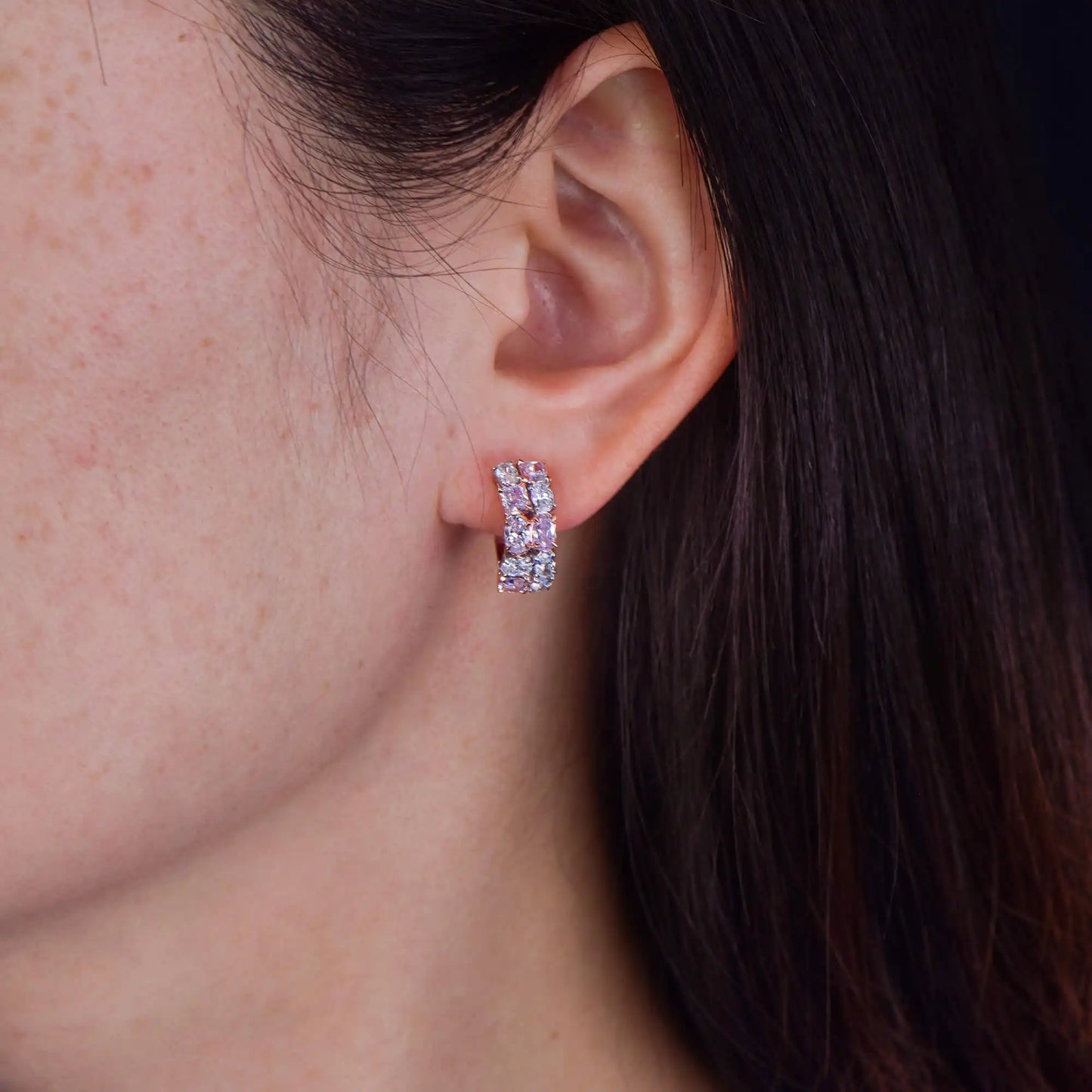 2.64CT Fancy Pink Mix Shape Diamond Earrings