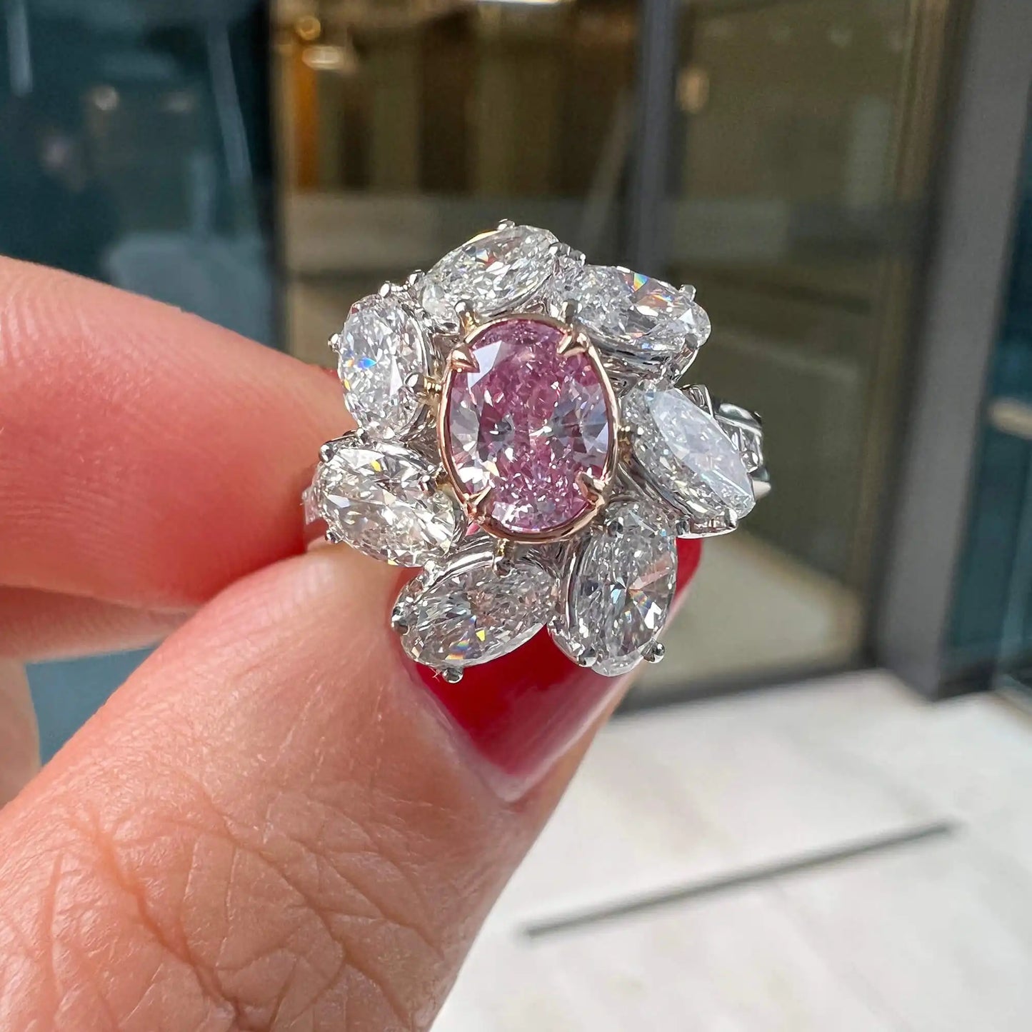 2.80ct Oval Cut Fancy-Light Pink Diamond Ring