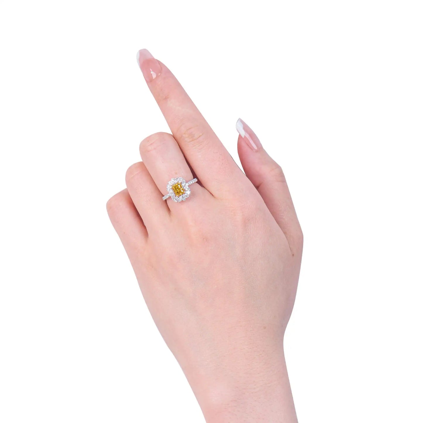 2.91 Radiant Cut Fancy-Colored Yellow Diamond Ring