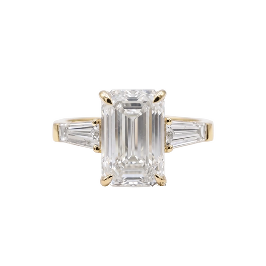 3 Carat Emerald Cut Lab-Grown Diamond Three-Stone Engagement Ring