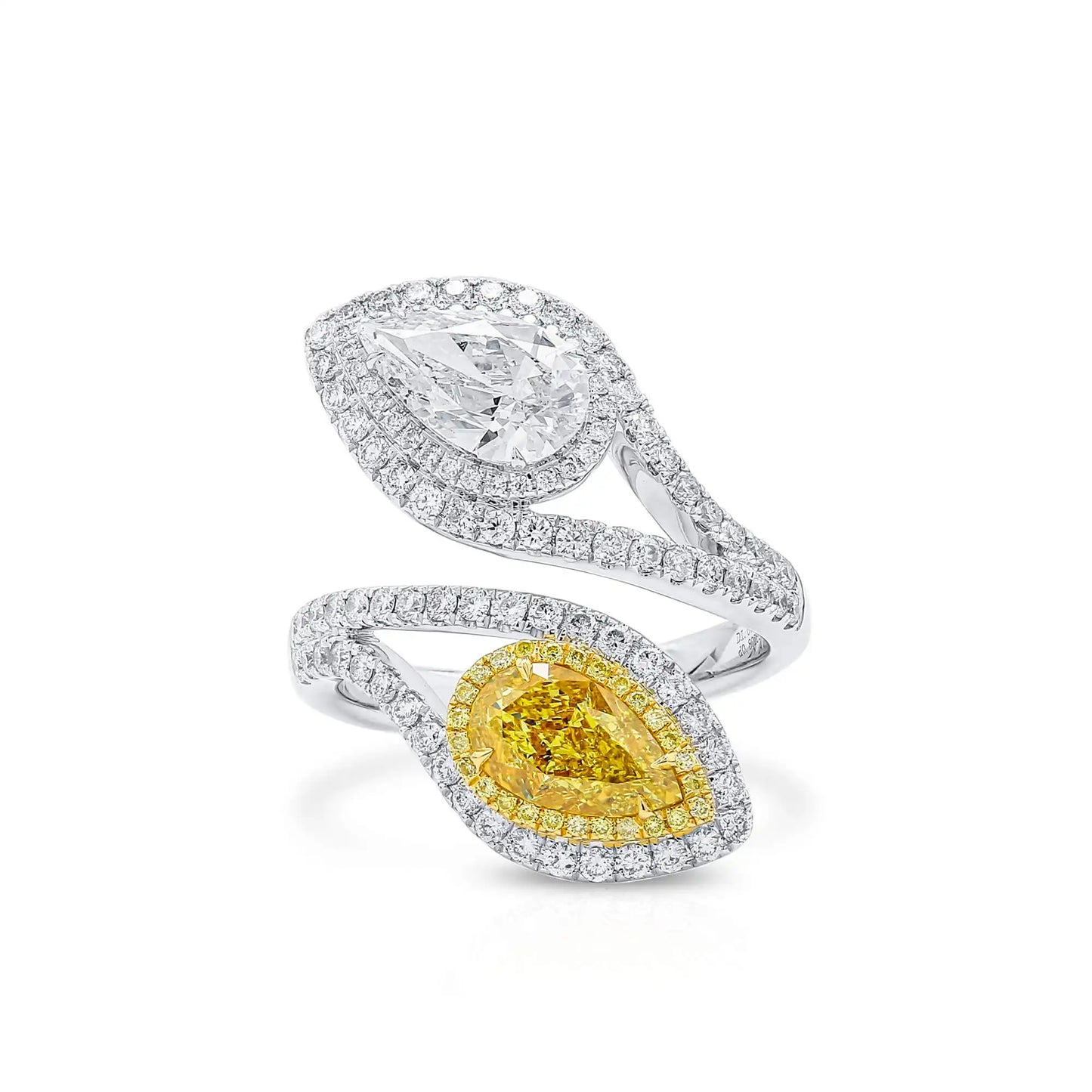 3.04ct Pear Cut Fancy Deep Yellow Diamond Ring