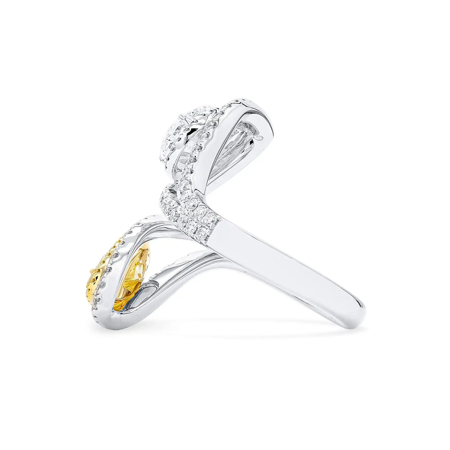 3.04ct Pear Cut Fancy Deep Yellow Diamond Ring