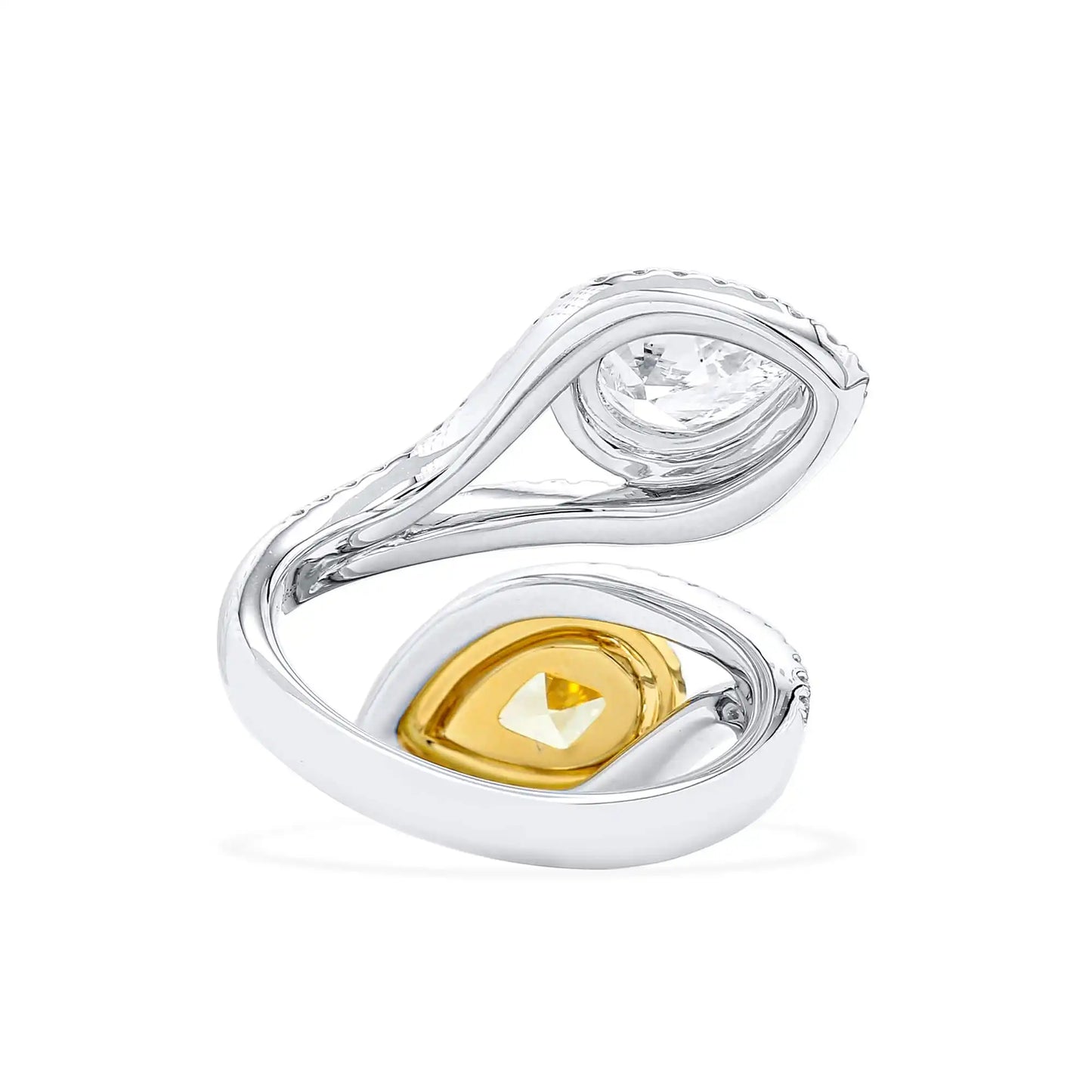 3.04ct Pear Cut Fancy Deep Yellow Diamond Ring