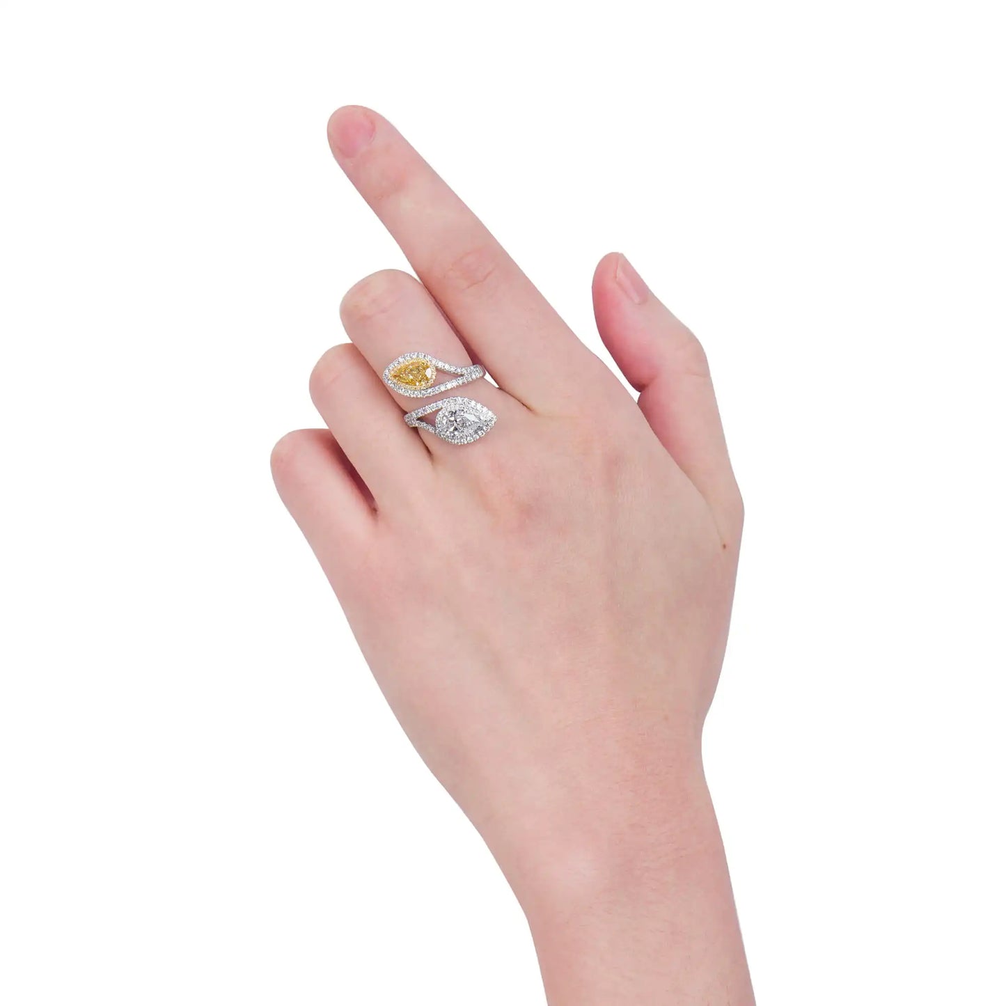 3.04ct Pear Cut Fancy Deep Yellow Diamond Ring