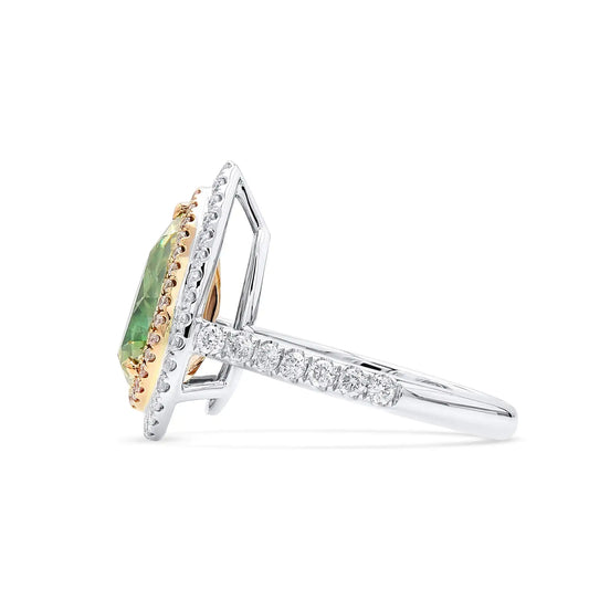 3.15ct Pear Cut Fancy Brownish Greenish Yellow Diamond Ring