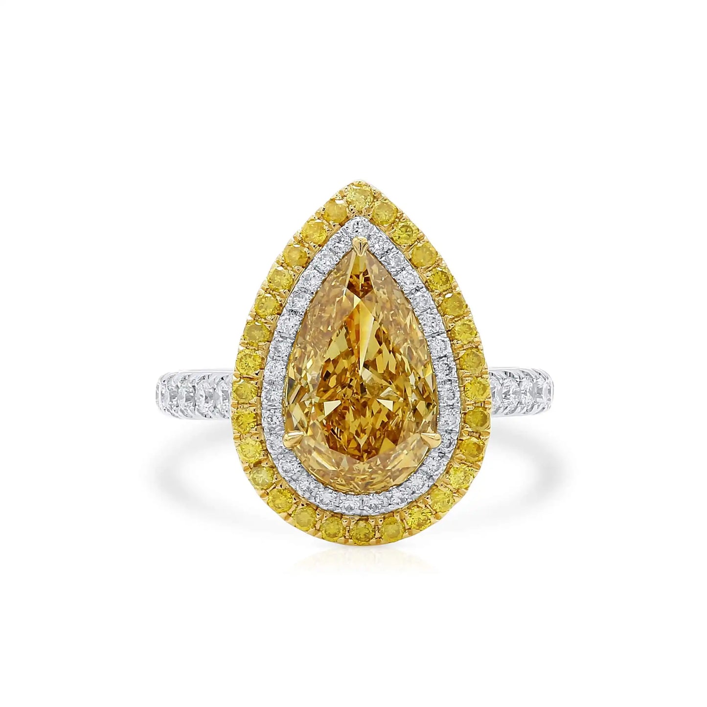 3.23ct Pear Cut Brownish Yellow Diamond Ring