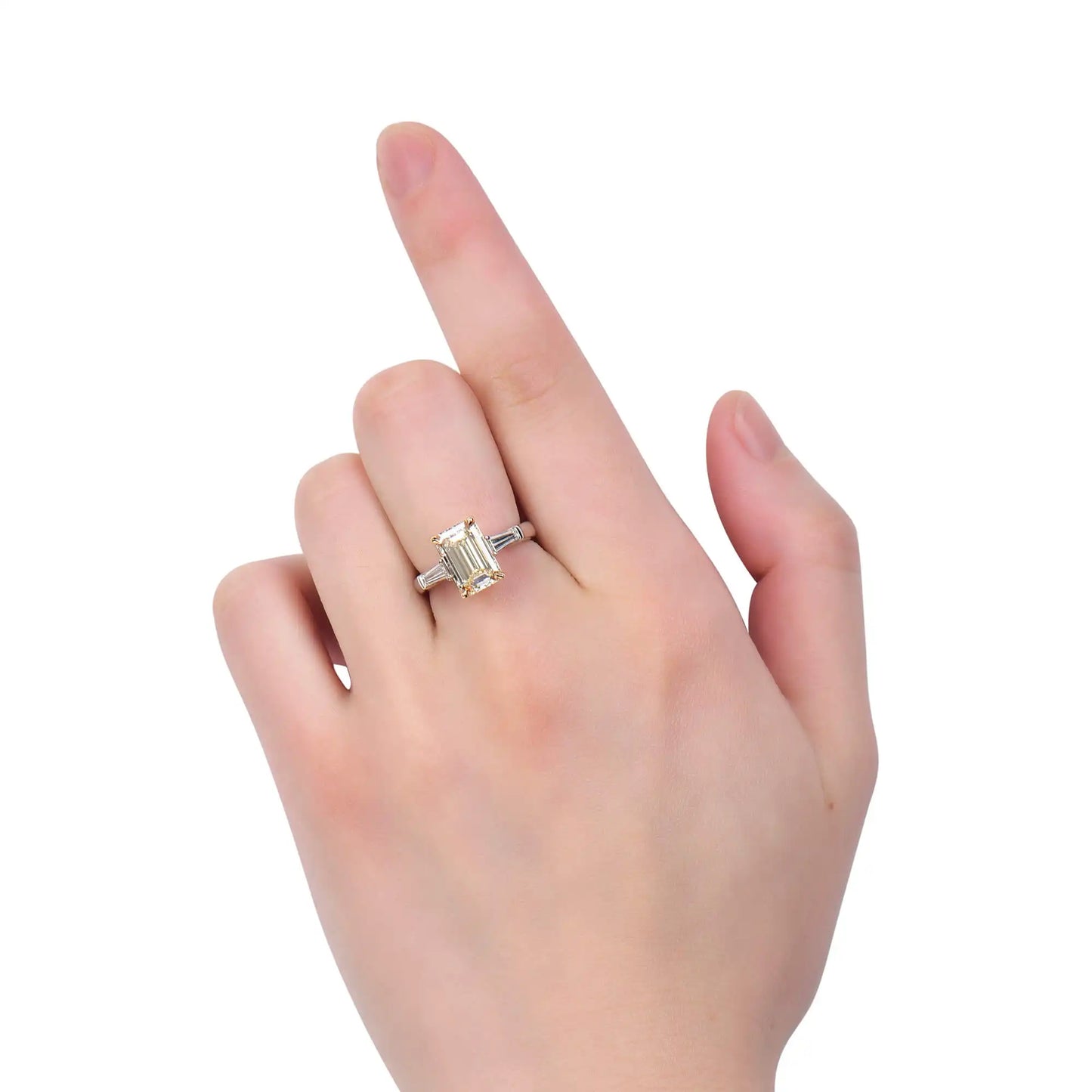 3.33ct Emerald Cut Light Yellow Diamond Ring