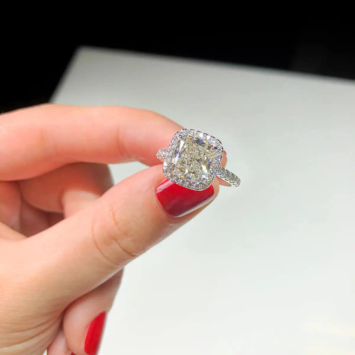 3.76ct Cushion Cut White Diamond Ring
