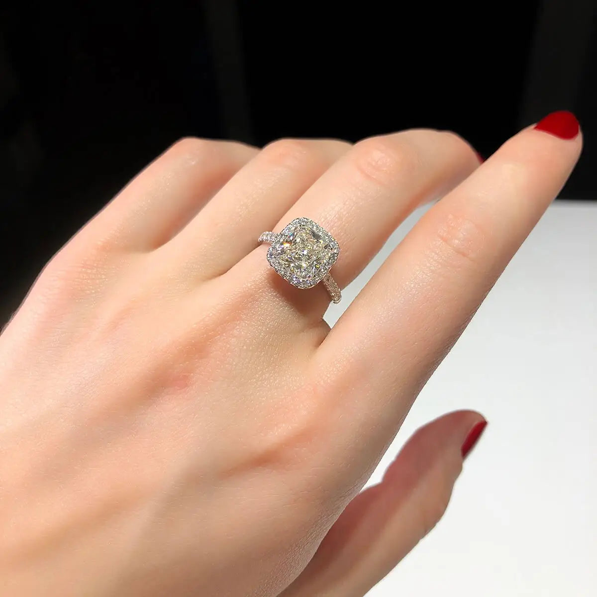 3.76ct Cushion Cut White Diamond Ring