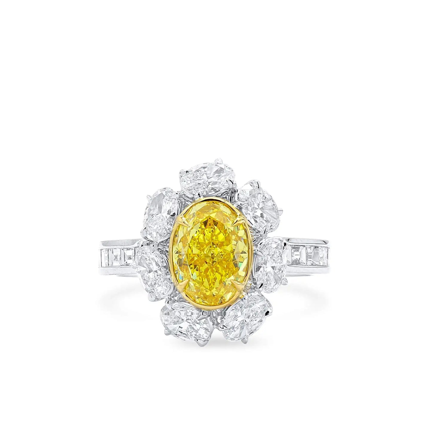 3.90ct Oval Cut Fancy Yellow Diamond Ring