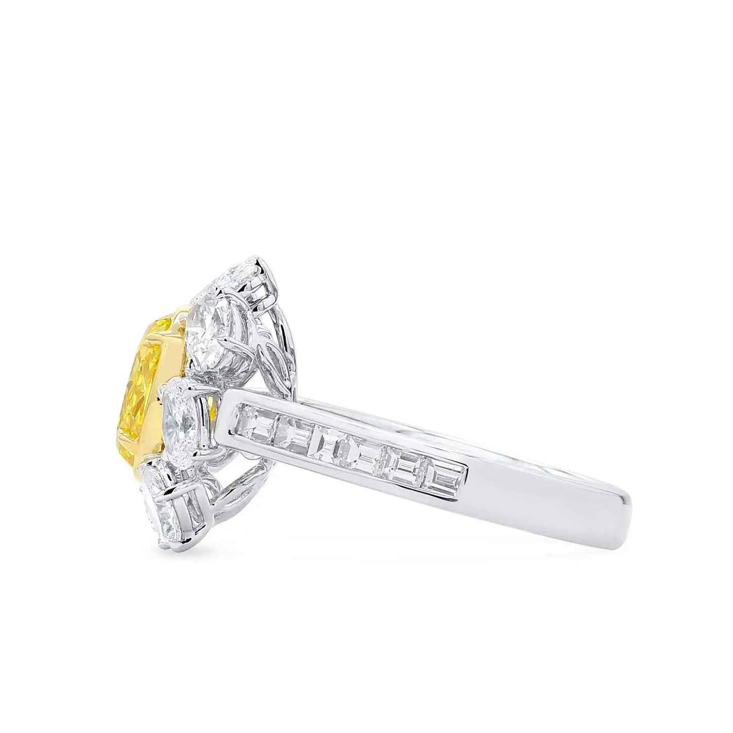 3.90ct Oval Cut Fancy Yellow Diamond Ring