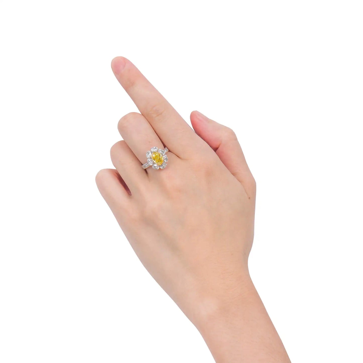 3.90ct Oval Cut Fancy Yellow Diamond Ring