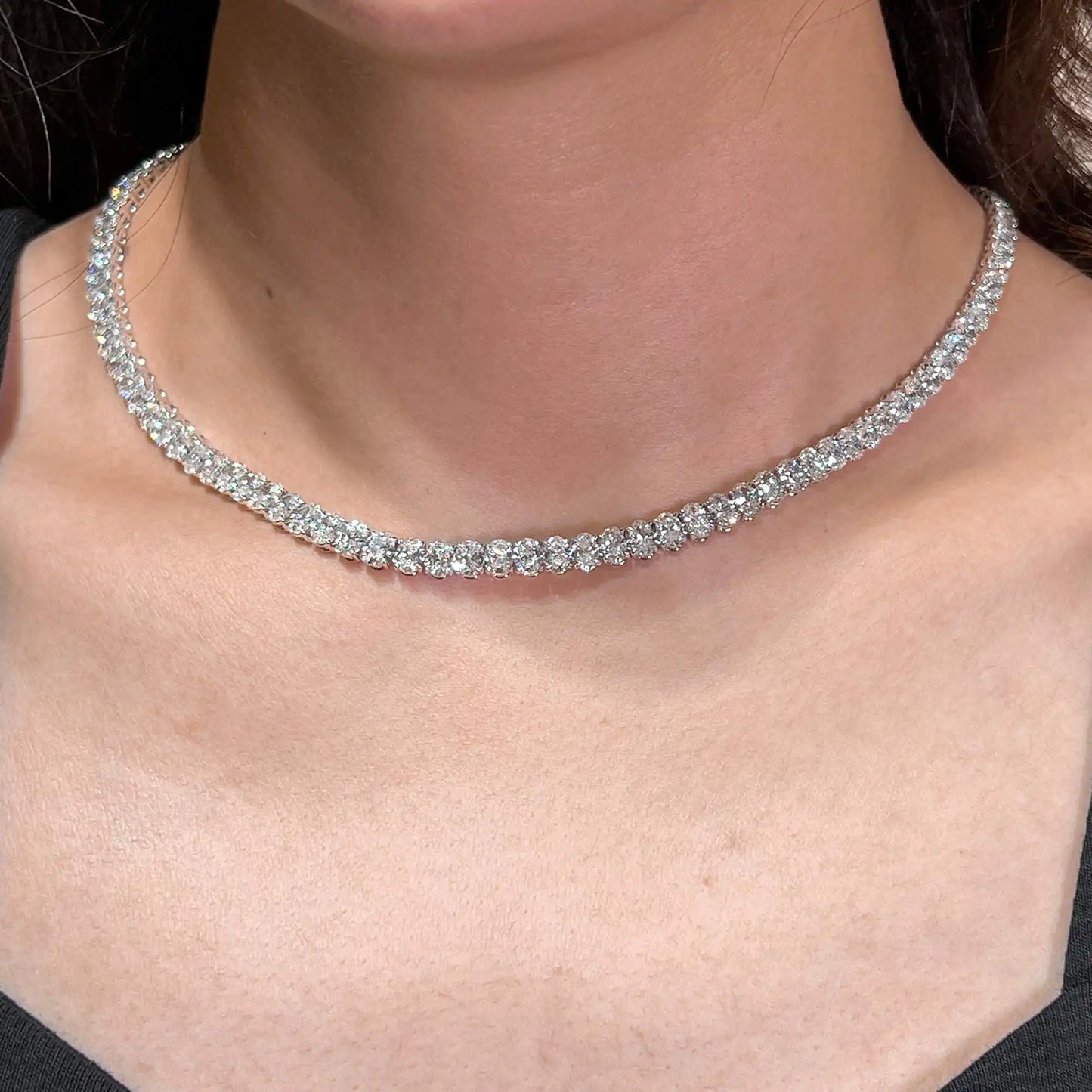 30.62ct White Diamond Oval Shape Necklace