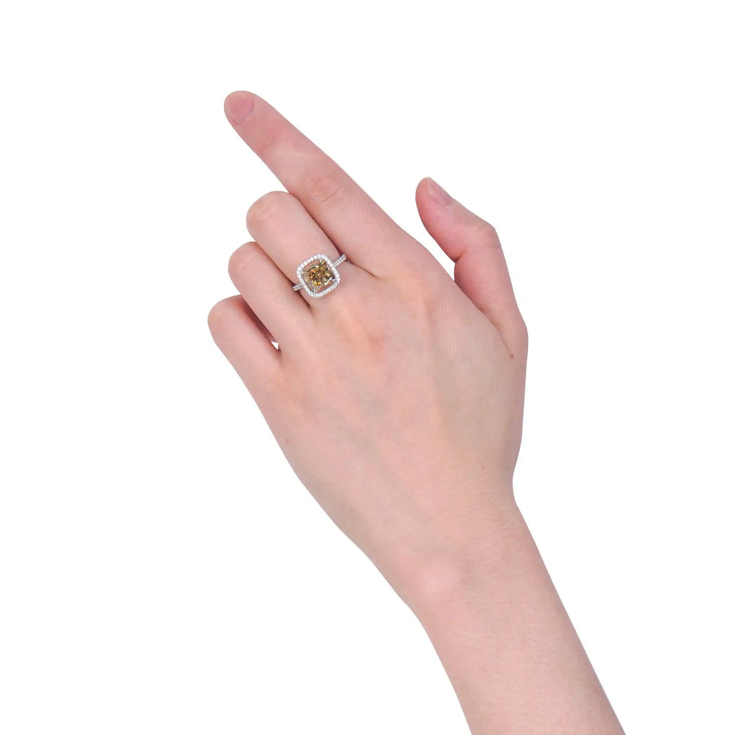 4.50 Radiant Cut Fancy-Colored Dark Greenish Yellow Diamond Ring