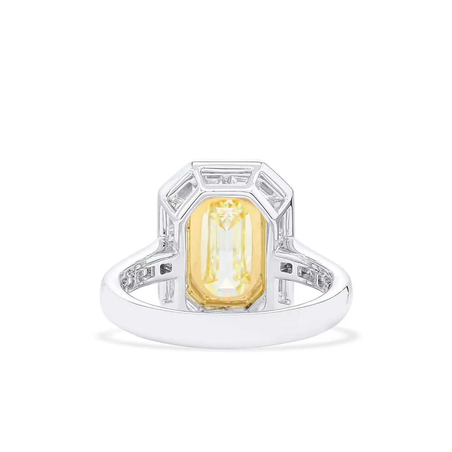 4.62ct Emerald Cut Light Yellow Diamond Ring
