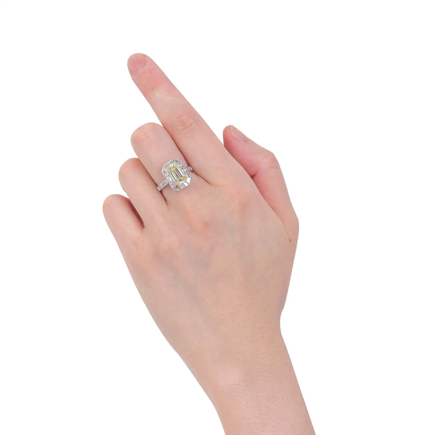 4.62ct Emerald Cut Light Yellow Diamond Ring