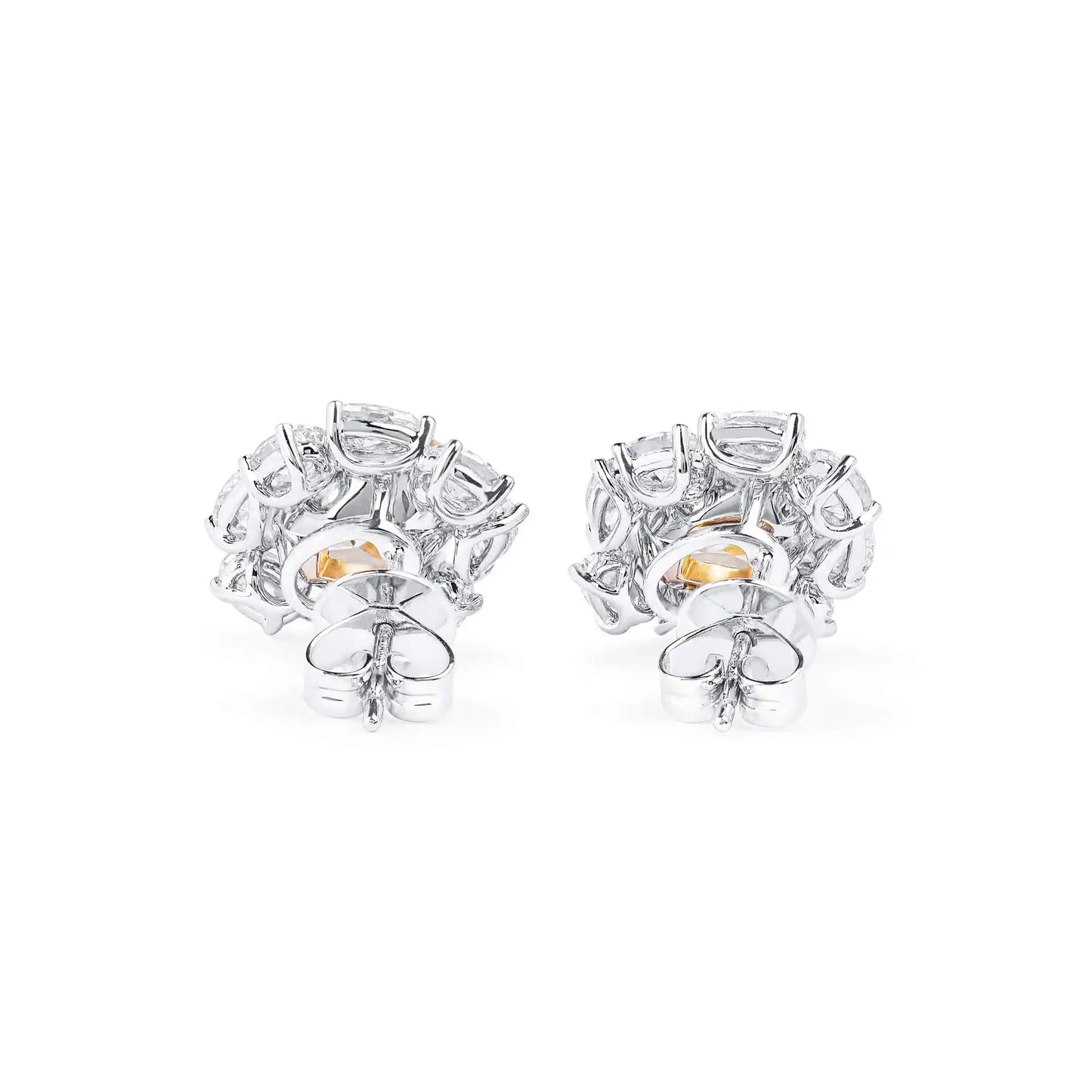 6.08ct Light Yellow And White Diamond Earring
