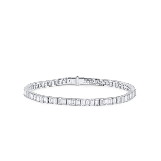 6.83ct White Emerald Cut Diamond Tennis Bracelet