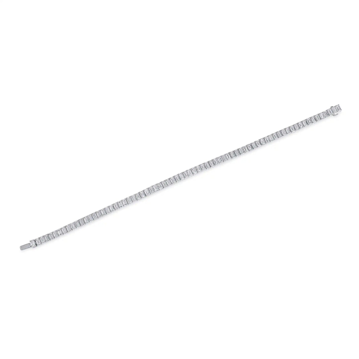 6.83ct White Emerald Cut Diamond Tennis Bracelet