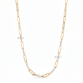 Alternating Diamond Station Paperclip Chain Necklace