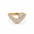 Asymmetrical Marquise & Pave Dome Stacking Chevron Ring