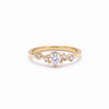 Minimalist Asymmetrical Wave Diamond Engagement Ring
