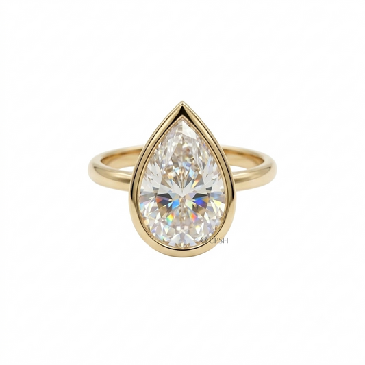 Pear Cut Diamond Bezel Set Engagement Ring