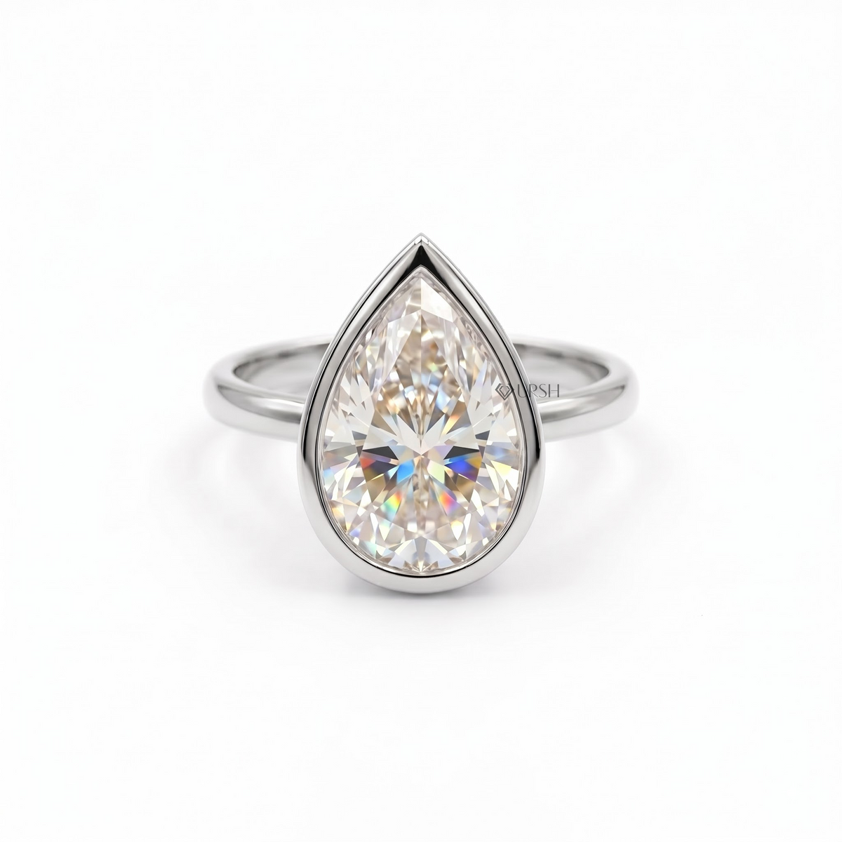 Pear Cut Diamond Bezel Set Engagement Ring